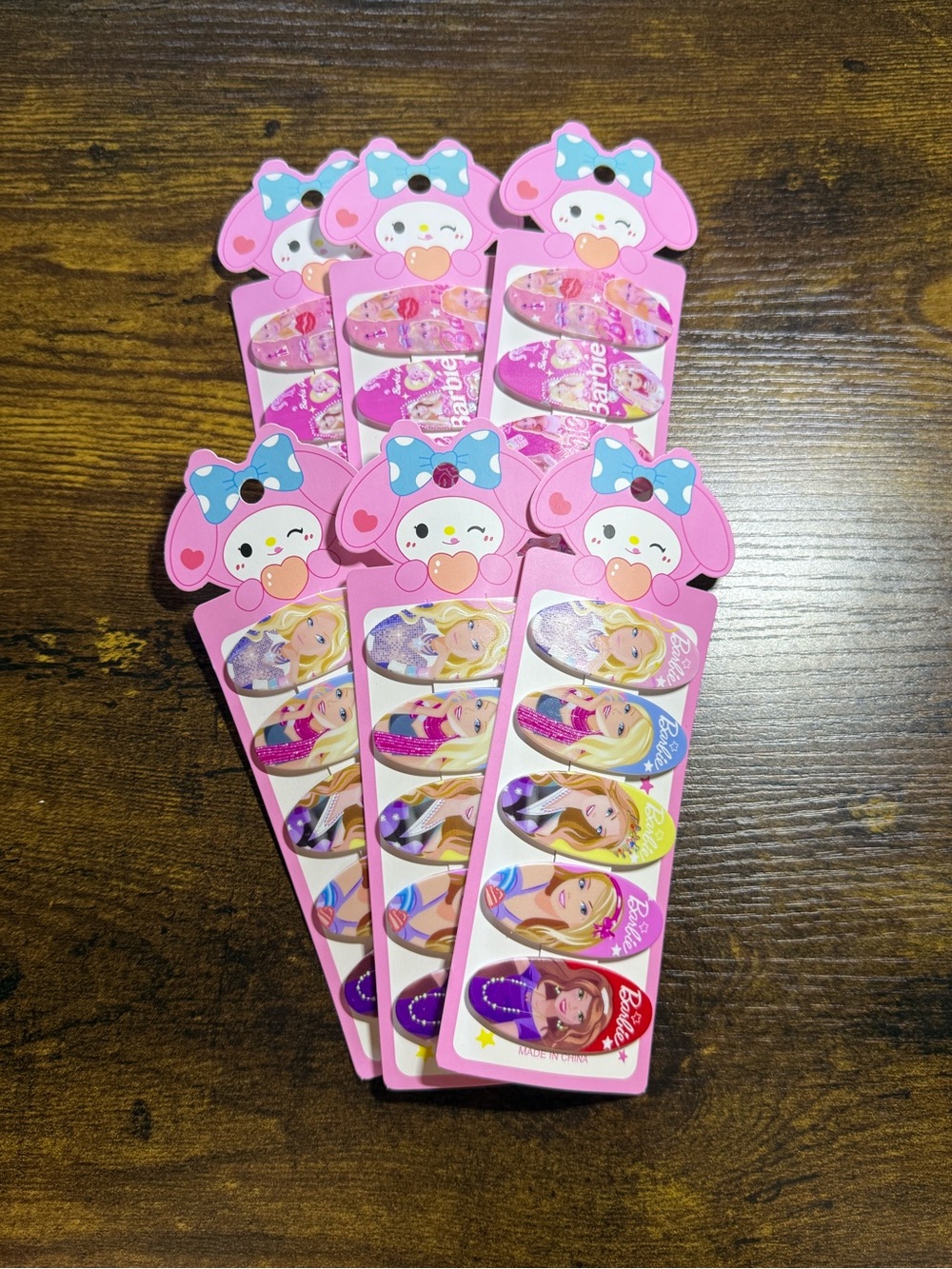 6 Packs Kids Pink Barbie-Themed Hair Clips Pack